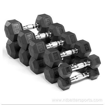 Gym Basic Equipment Rubber Coated Hexagonal Dumbbell